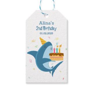 Colorful Flat Simple Baby Sharks Birthday Party Gift Tags