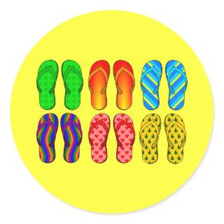 Colorful Flip Flops Classic Round Sticker