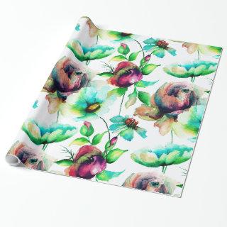 Colorful Flowers Collage Seamless Pattern