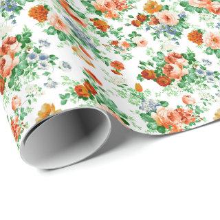 Colorful Flowers Pattern White Background