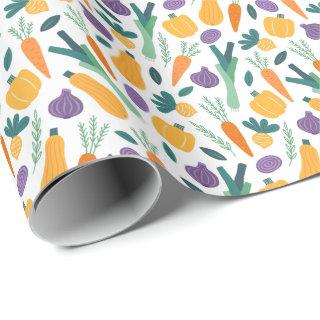 Colorful Fresh Vegetable Pattern with Name Orange