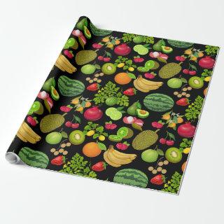 Colorful Fruits Pattern 01.b Black BG