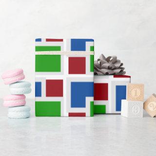 Colorful Geometric Art Grey White Blue Red, Green