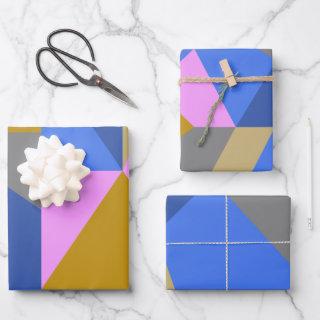 Colorful Geometric Color Block Pattern Pink Blue   Sheets