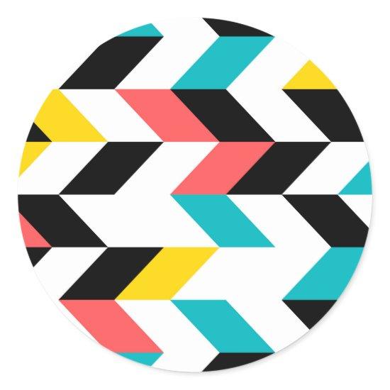 Colorful, geometric, cool, unique, trendy graphic classic round sticker