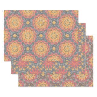 Colorful Geometric Floral Ethnic Mosaic Pattern  Sheets