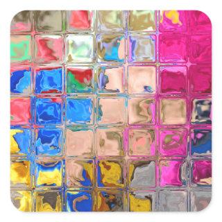 Colorful glass blocks texture square sticker
