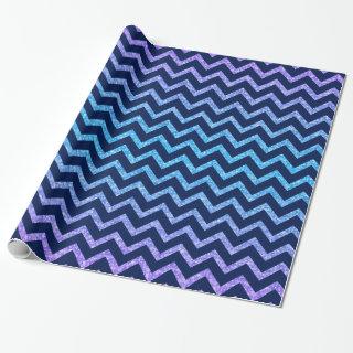 Colorful Glitter Blue Chevron Zigzag Pattern