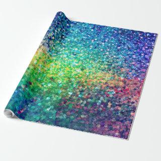 Colorful glitter & white sparkles texture print