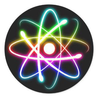 Colorful Glowing Atom | Geek Gifts Classic Round Sticker