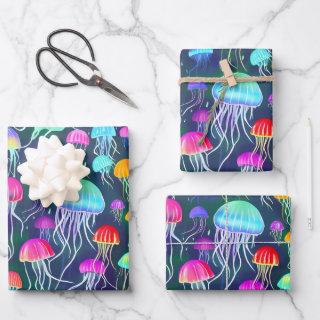 Colorful Glowing Jellyfish  Sheets