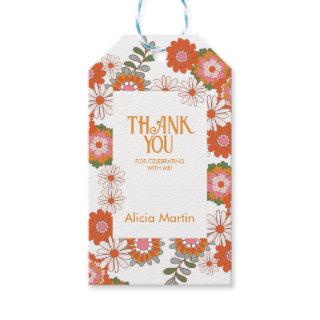 Colorful Groovy Hippie Flora & Leaf Thank You Gift Tags