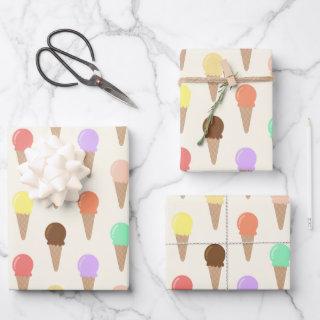 Colorful Hand Drawn Ice Cream Pattern  Sheets