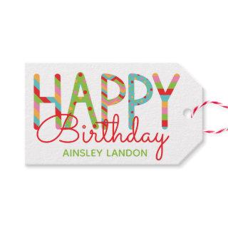 Colorful Happy Birthday Personalized Gift Tags