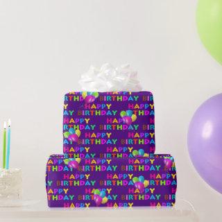 Colorful Happy Birthday Text With Balloons