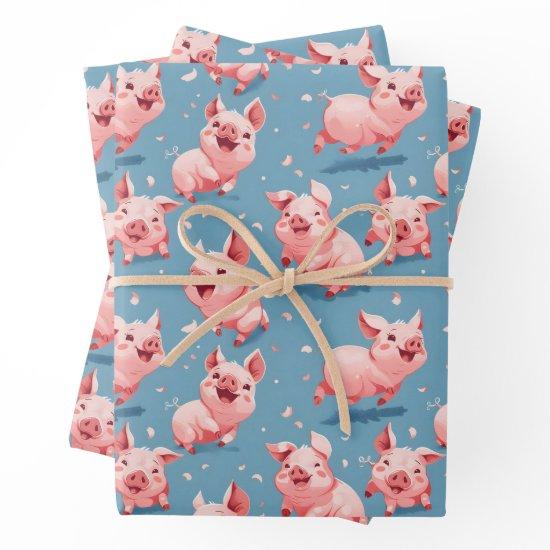 Colorful happy pigs  sheets