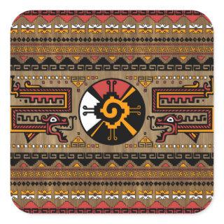 Colorful Hunab Ku Mayan symbol #5 Square Sticker