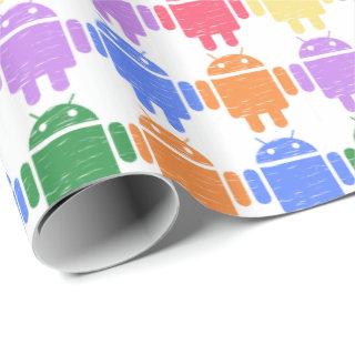 Colorful Illustrated Robot Pattern