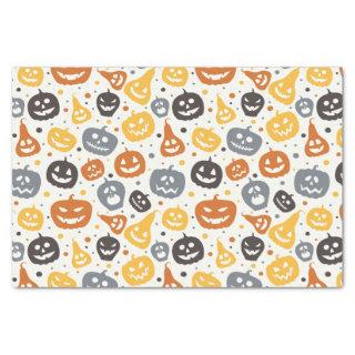 Colorful Jack-O'-Lantern Faces Pattern Tissue Paper