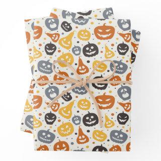 Colorful Jack-O'-Lantern Faces Pattern  Sheets