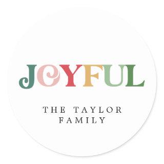 Colorful Joyful Christmas Holiday Gift Classic Round Sticker