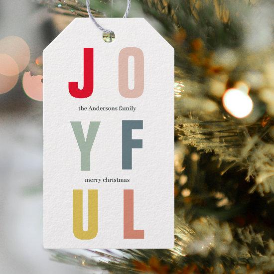 Colorful Joyful Holidays Gift Tags