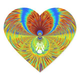 Colorful Kaleidoscope Art Print Heart Sticker