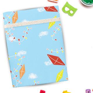 Colorful Kites in the Sky Blue Pattern Kids