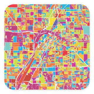 Colorful Las Vegas, Nevada Map Square Sticker