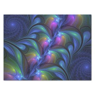 Colorful Luminous Abstract Blue Pink Green Fractal Tissue Paper