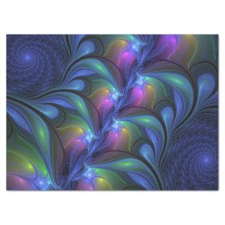 Colorful Luminous Abstract Blue Pink Green Fractal Tissue Paper
