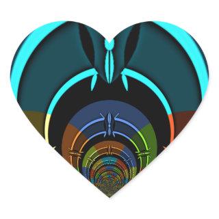 Colorful Maasai Shield Design Heart Sticker