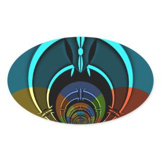 Colorful Maasai Shield Design Oval Sticker