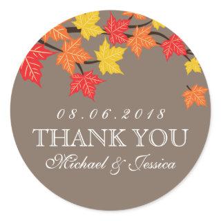 Colorful Maple Leaf Fall Autumn Wedding Sticker