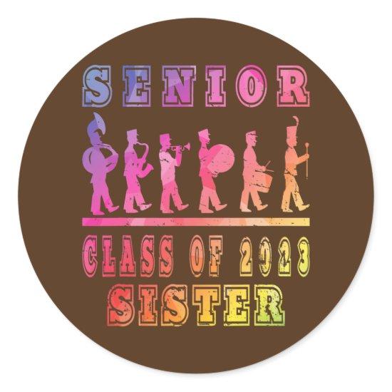 Colorful Marching Band Class of 2023 Senior Classic Round Sticker