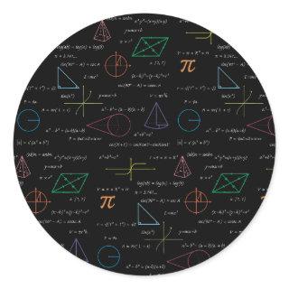 Colorful Mathematics Equations Math Formulas  Classic Round Sticker