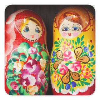 Colorful Matryoshka Dolls Square Sticker
