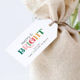 Colorful Merry and Bright Christmas Family Holiday Gift Tags