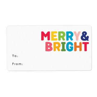 Colorful Merry and Bright Rectangular Gift Label