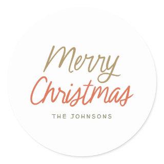 Colorful Merry Christmas Personalized Classic Round Sticker