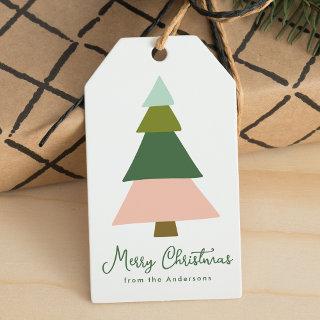Colorful Modern Christmas Tree Holiday Gift Tags