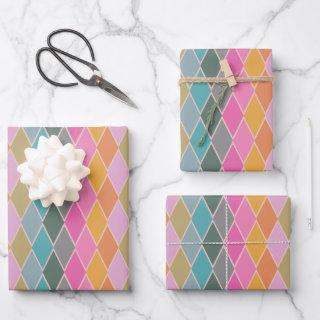 Colorful Modern Diamond Shapes Geometric Pattern  Sheets