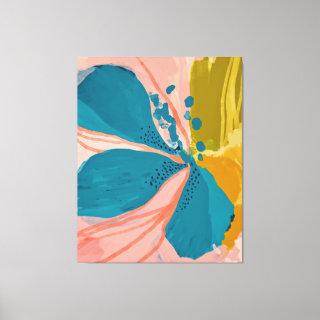Colorful Modern Floral Abstract Art Pink Blue Post Canvas Print