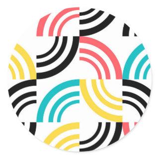 Colorful, modern, fun, cheerful geometric graphic classic round sticker