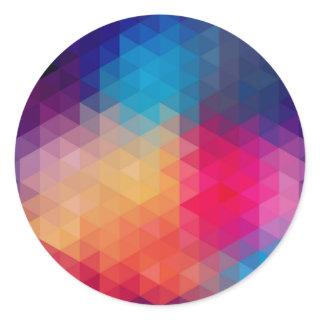 Colorful Modern Mosaic Geometric Pattern Classic Round Sticker