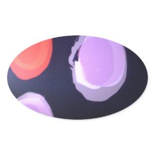 Colorful Modern Pattern Polka Dot Art Print Oval Sticker