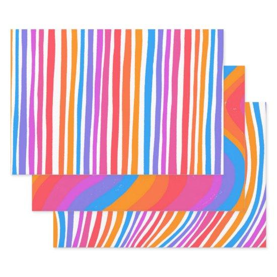 Colorful Modern Rainbow Stripes Curves Waves  Sheets