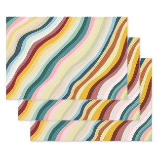 Colorful Modern Stripes Curves Waves Set of  Sheets