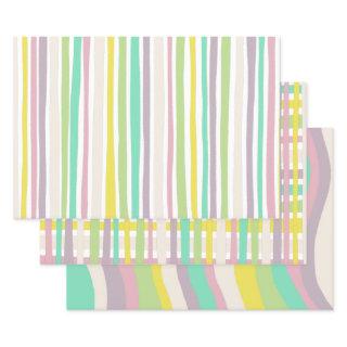 Colorful Modern Stripes Grid Pastel Easter  Sheets