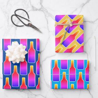 Colorful neon color beer bottle silhouette print  sheets